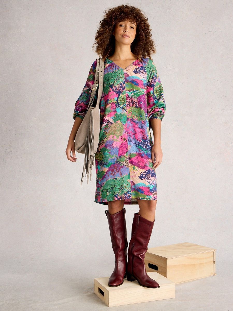 Farbenfrohes Cocoon Kleid mit Print