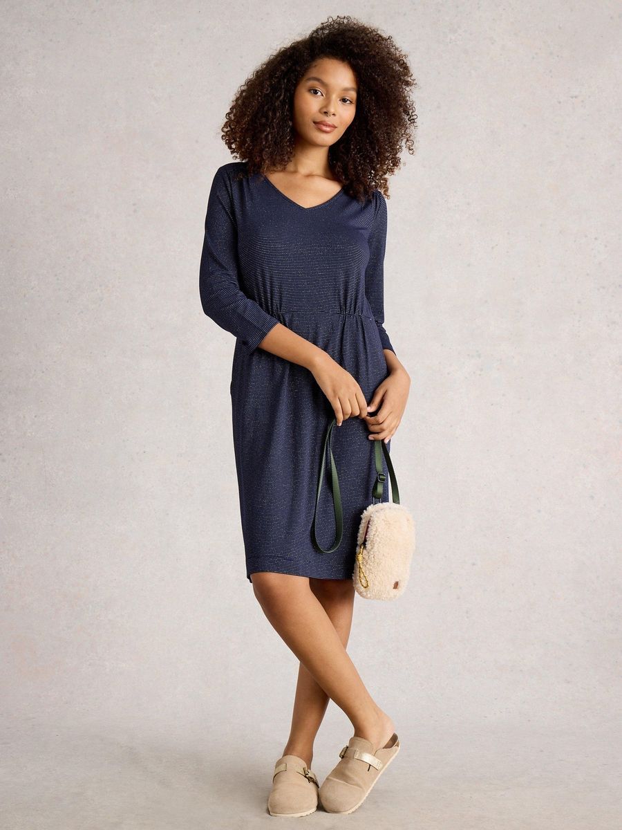 Glitzerndes Jerseykleid mit Taschen