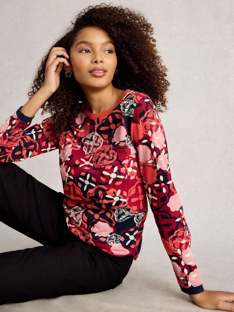 Langarmshirt mit Blumendruck