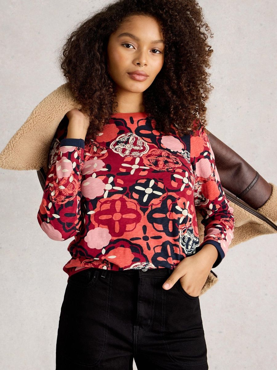 Langarmshirt mit Blumendruck