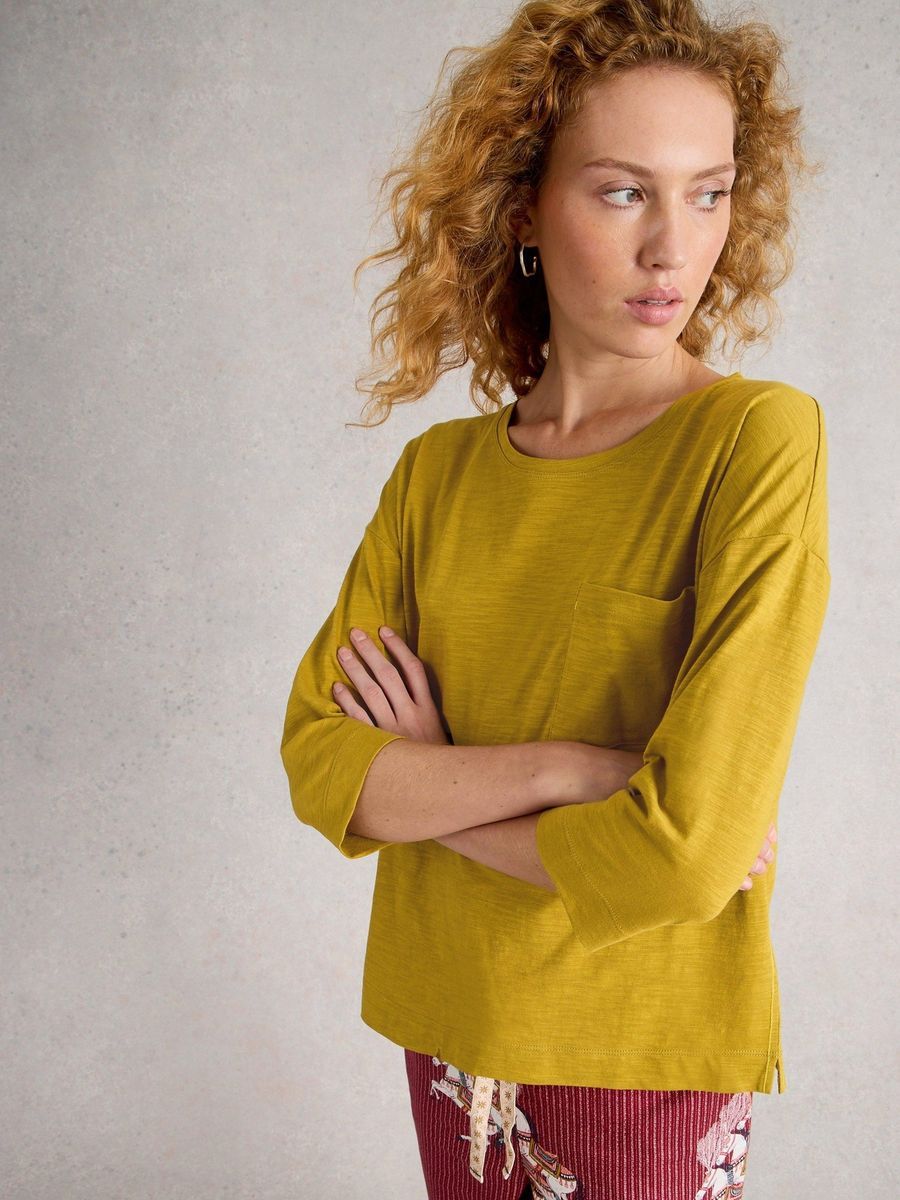 Lässiges Slub-Jersey-Top mit Tasche