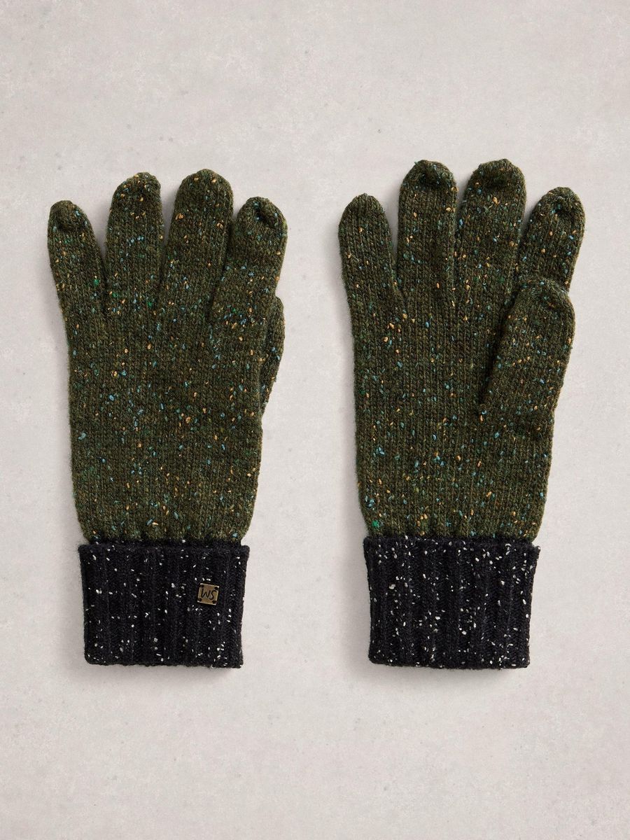 Strickhandschuhe mit melierter Rippenbündchen