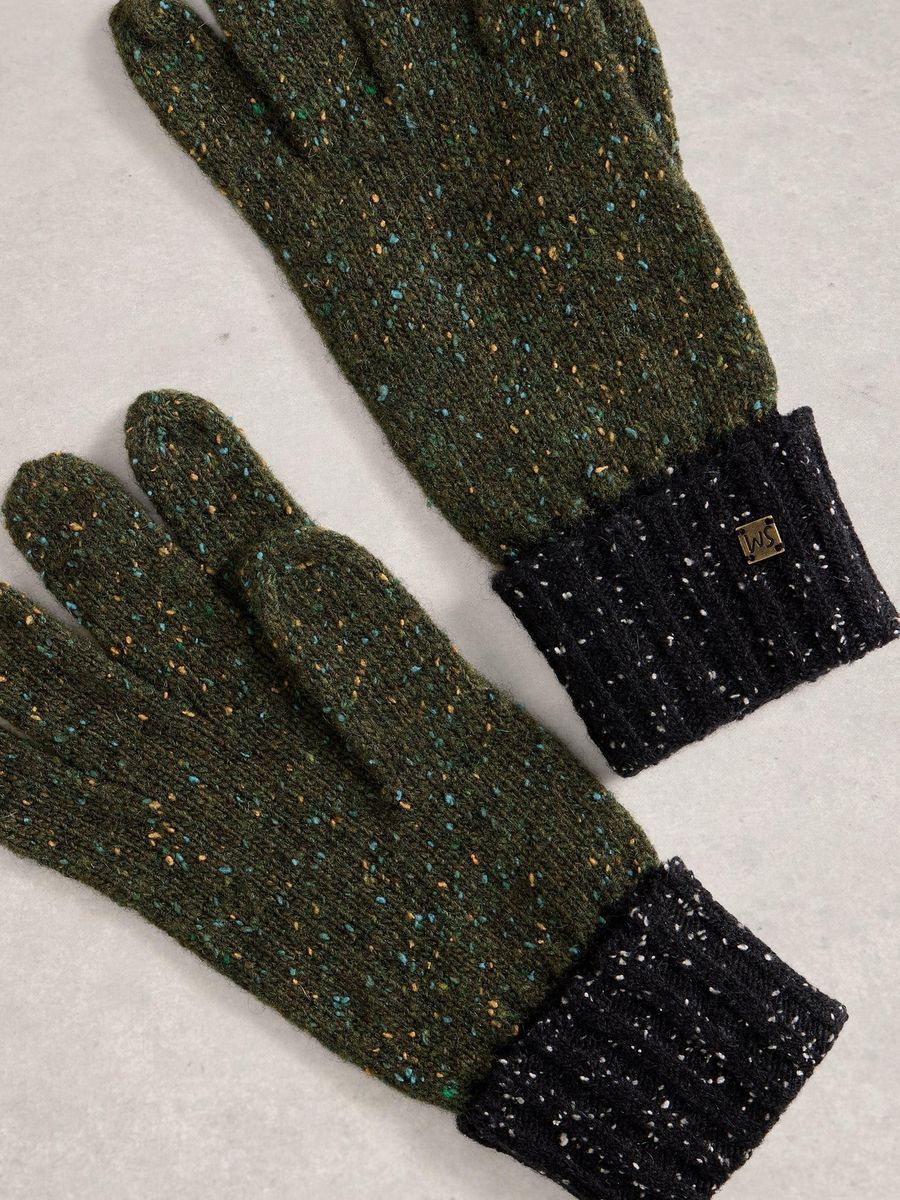 Strickhandschuhe mit melierter Rippenbündchen