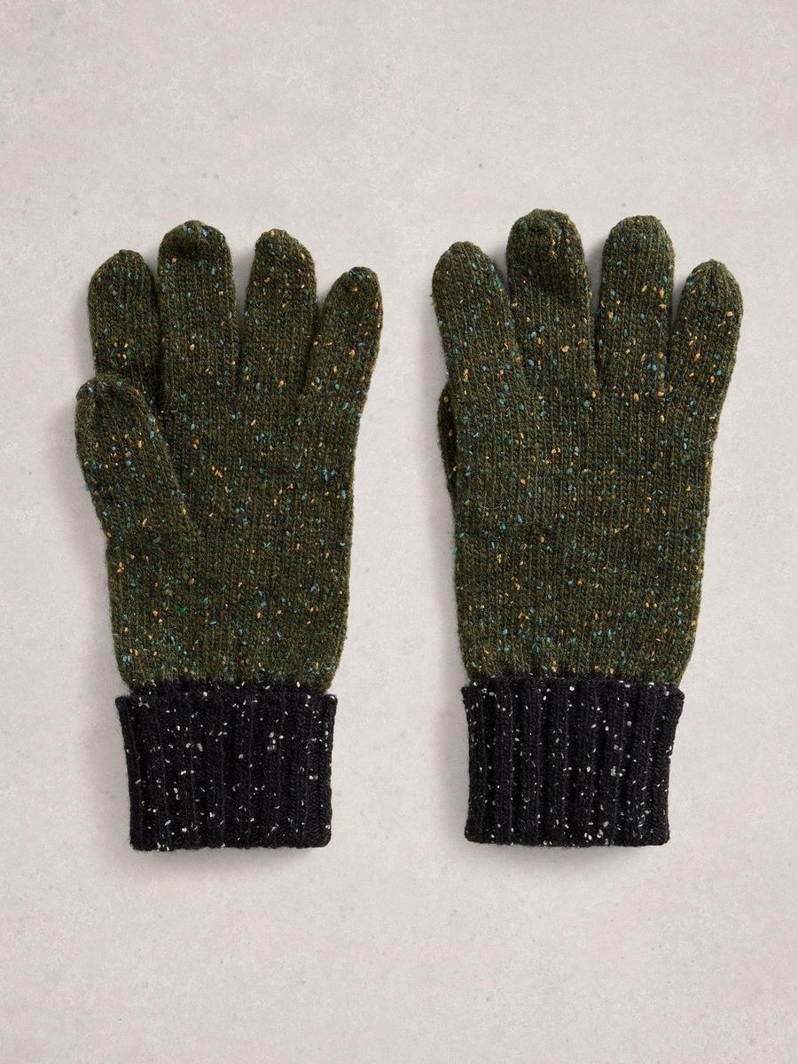 Strickhandschuhe mit melierter Rippenbündchen