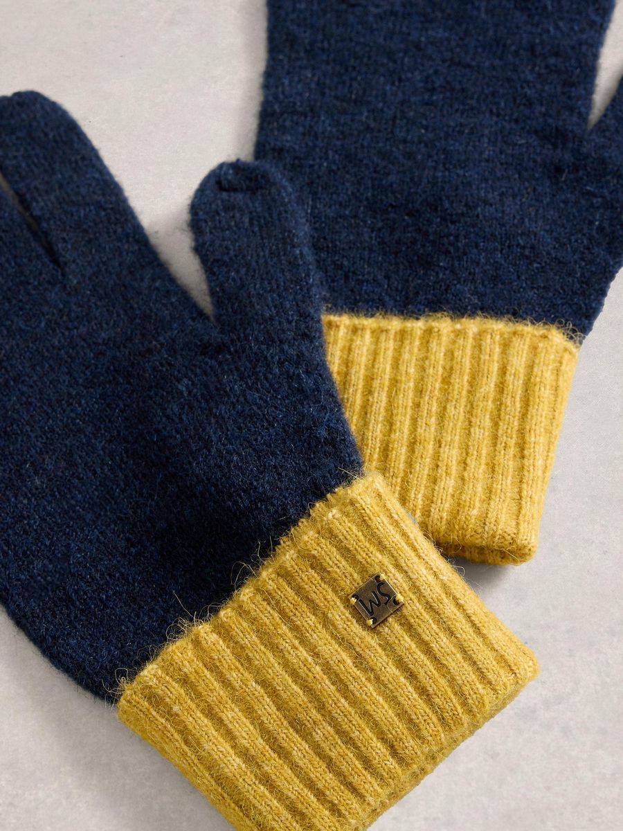 Strickhandschuhe mit melierter Rippenbündchen