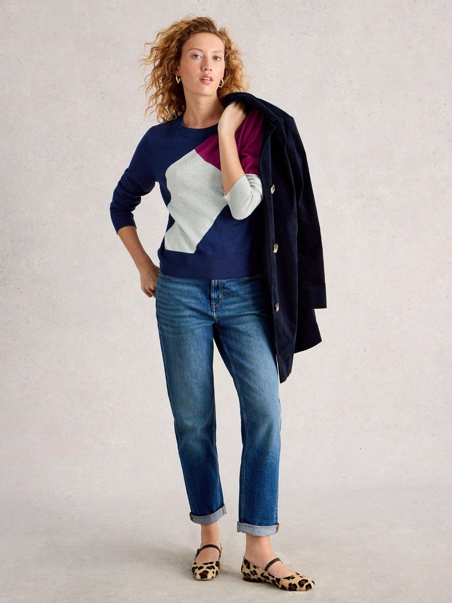 Feinstrickpullover mit abstraktem Muster
