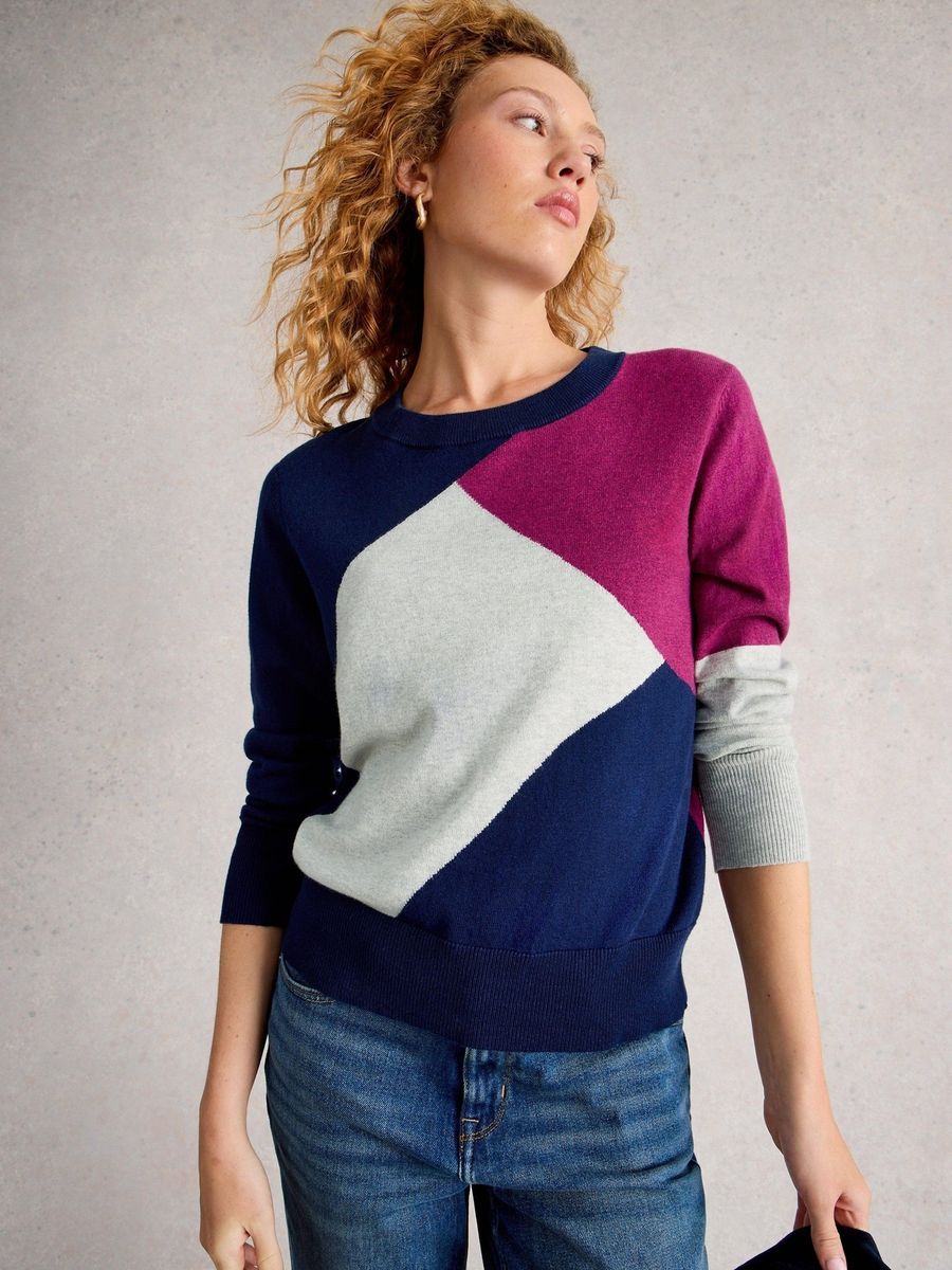 Feinstrickpullover mit abstraktem Muster