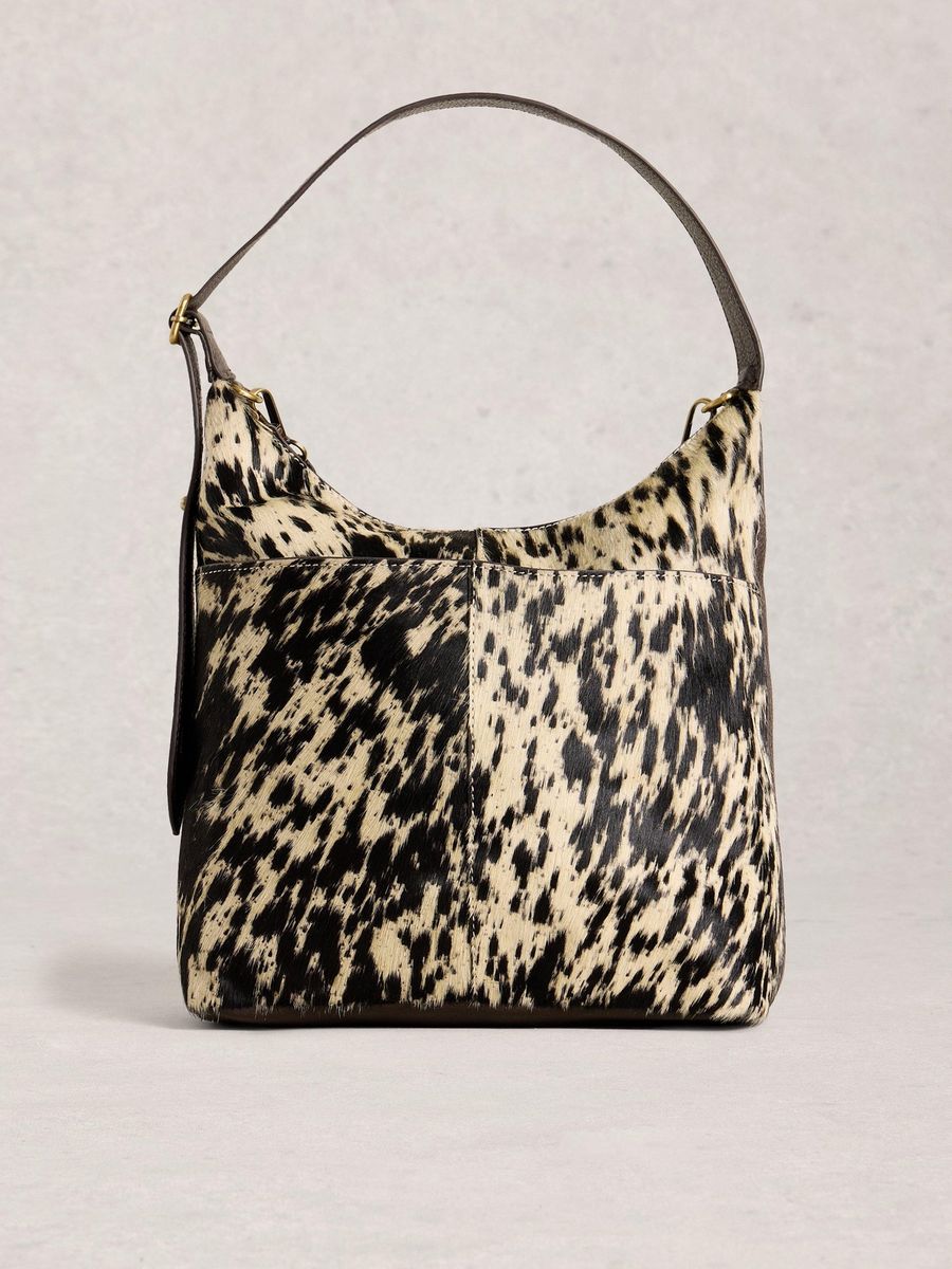 Hobo-Tasche Sophia aus Leder mit Kuhfellmuster