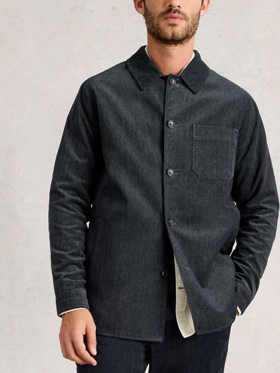 Hemdjacke mit Fischgrätmuster
