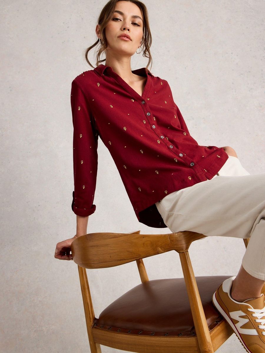 Bestickte Jerseybluse aus Baumwolle Annie