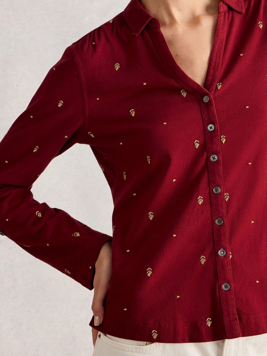 Bestickte Jerseybluse aus Baumwolle Annie