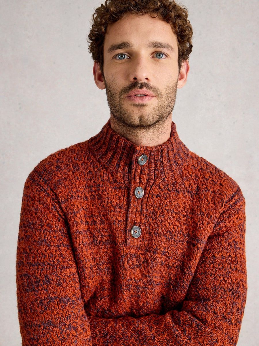 Pullover aus Bio-Baumwollmischung mit Knopfleiste