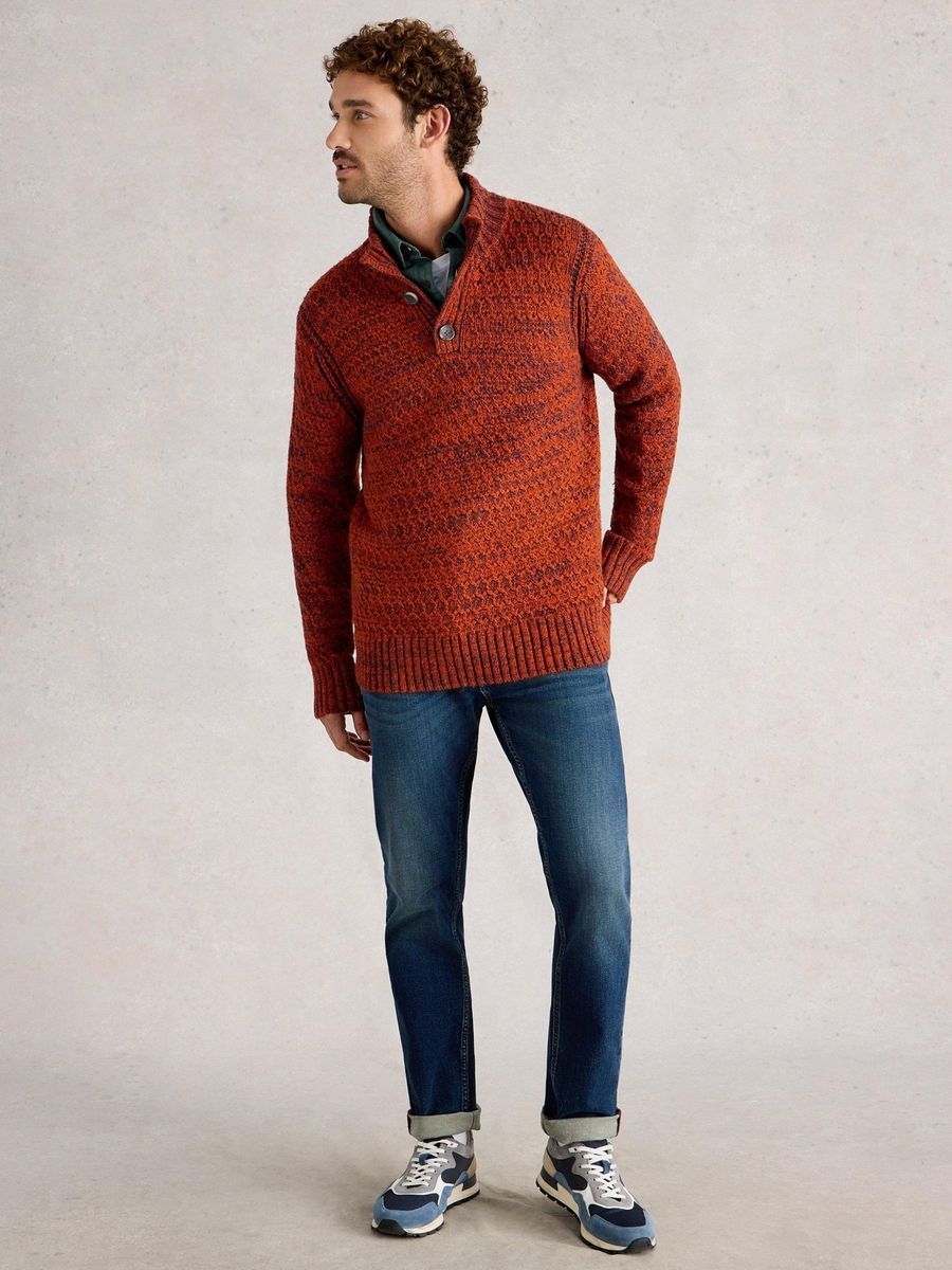 Pullover aus Bio-Baumwollmischung mit Knopfleiste