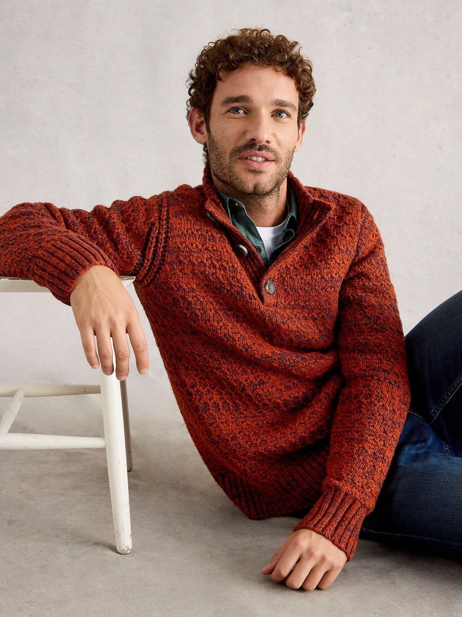 Pullover aus Bio-Baumwollmischung mit Knopfleiste