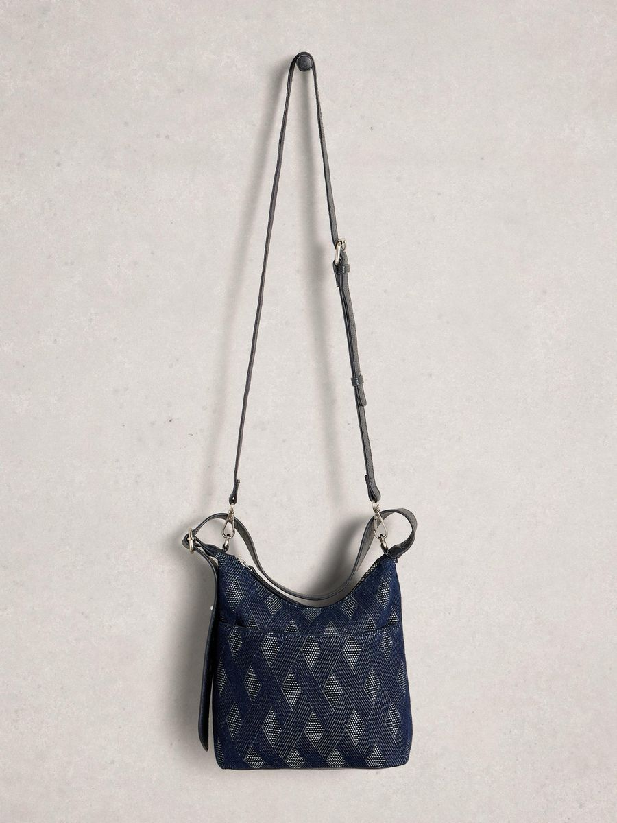 Umhängetasche aus Denim mit Muster