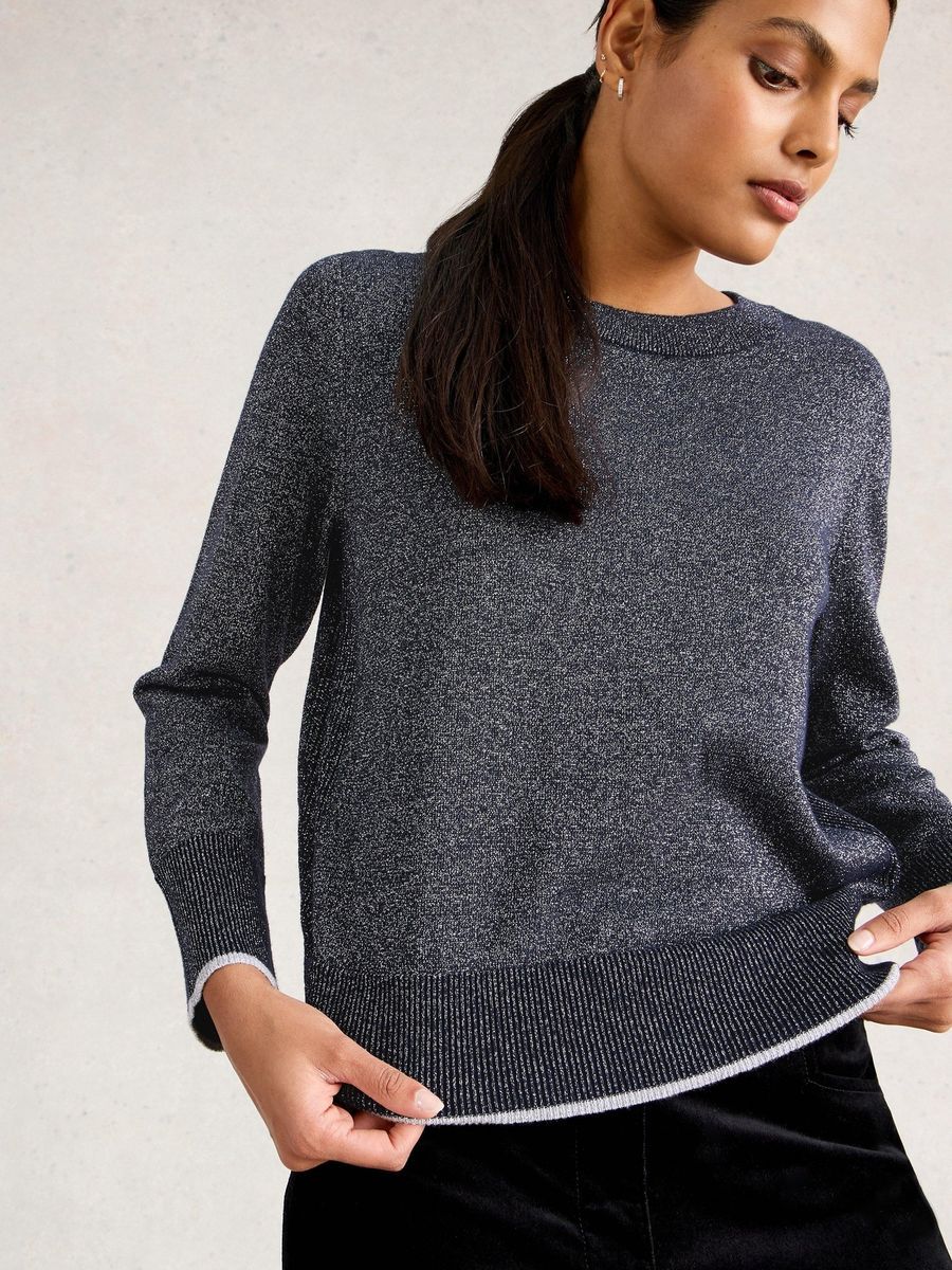 Glitzerstrickpullover Bio-Baumwollmischung