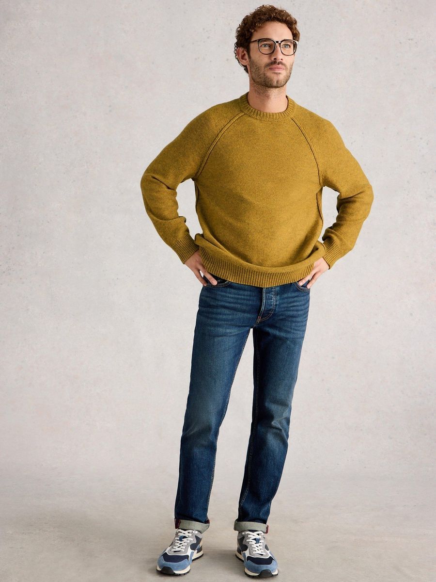 Klassischer Rundhals-Pullover aus Lammmischwolle