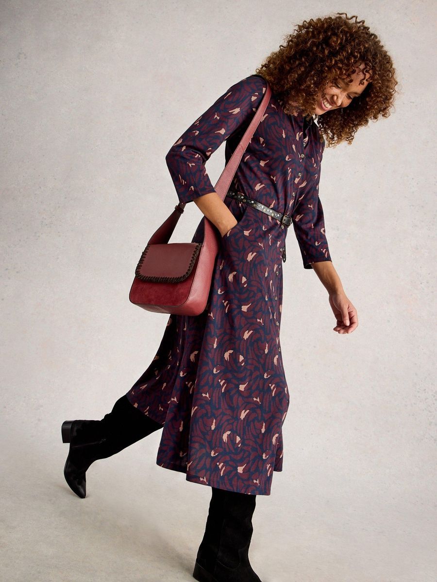 Jersey-Blusenkleid mit Print und Ärmeln