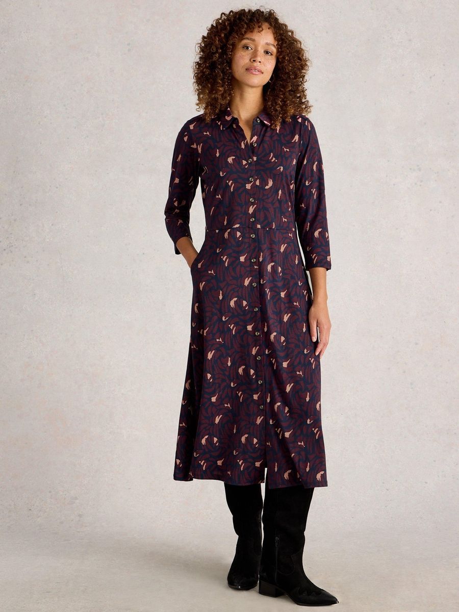 Jersey-Blusenkleid mit Print und Ärmeln