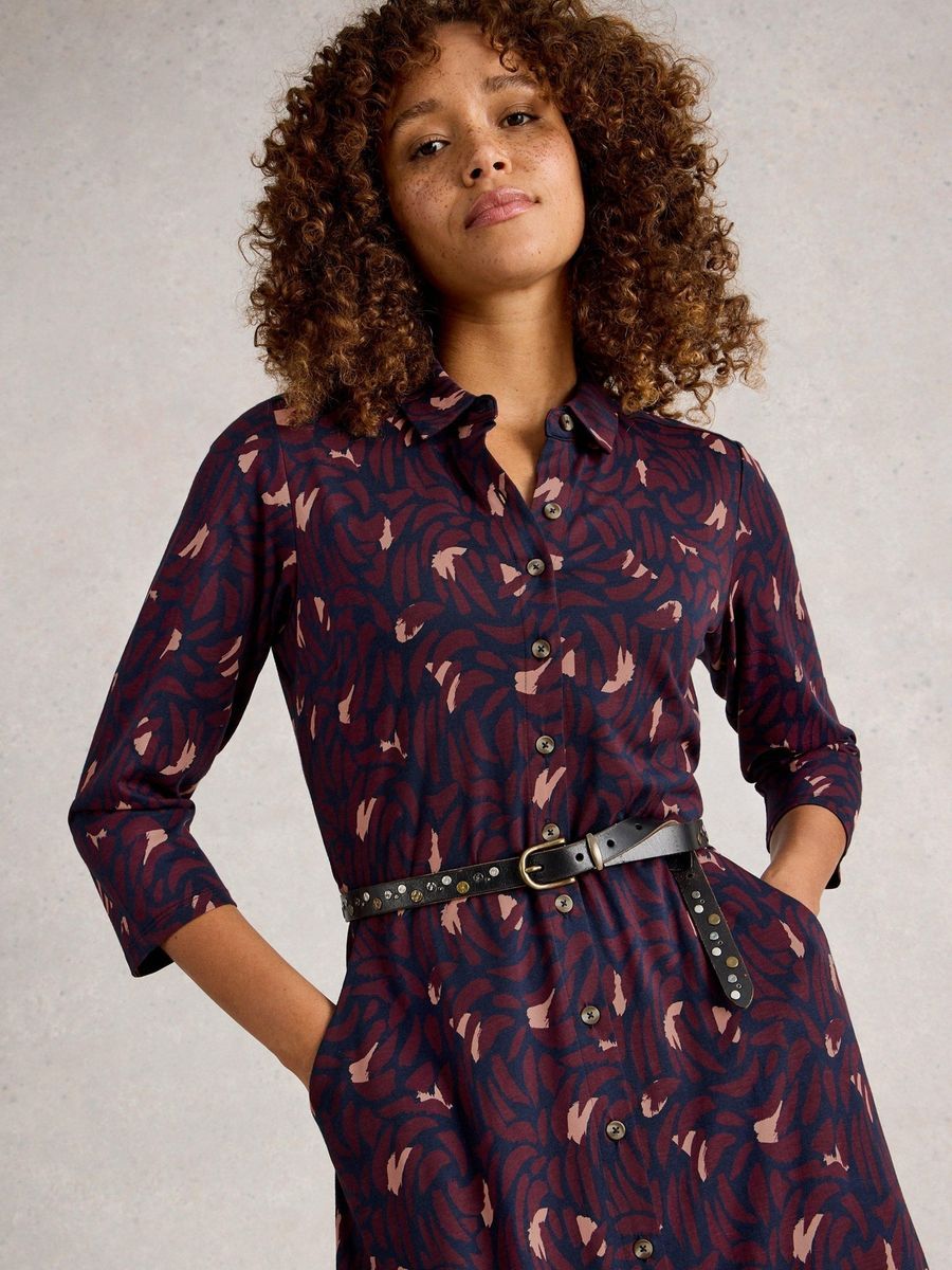 Jersey-Blusenkleid mit Print und Ärmeln