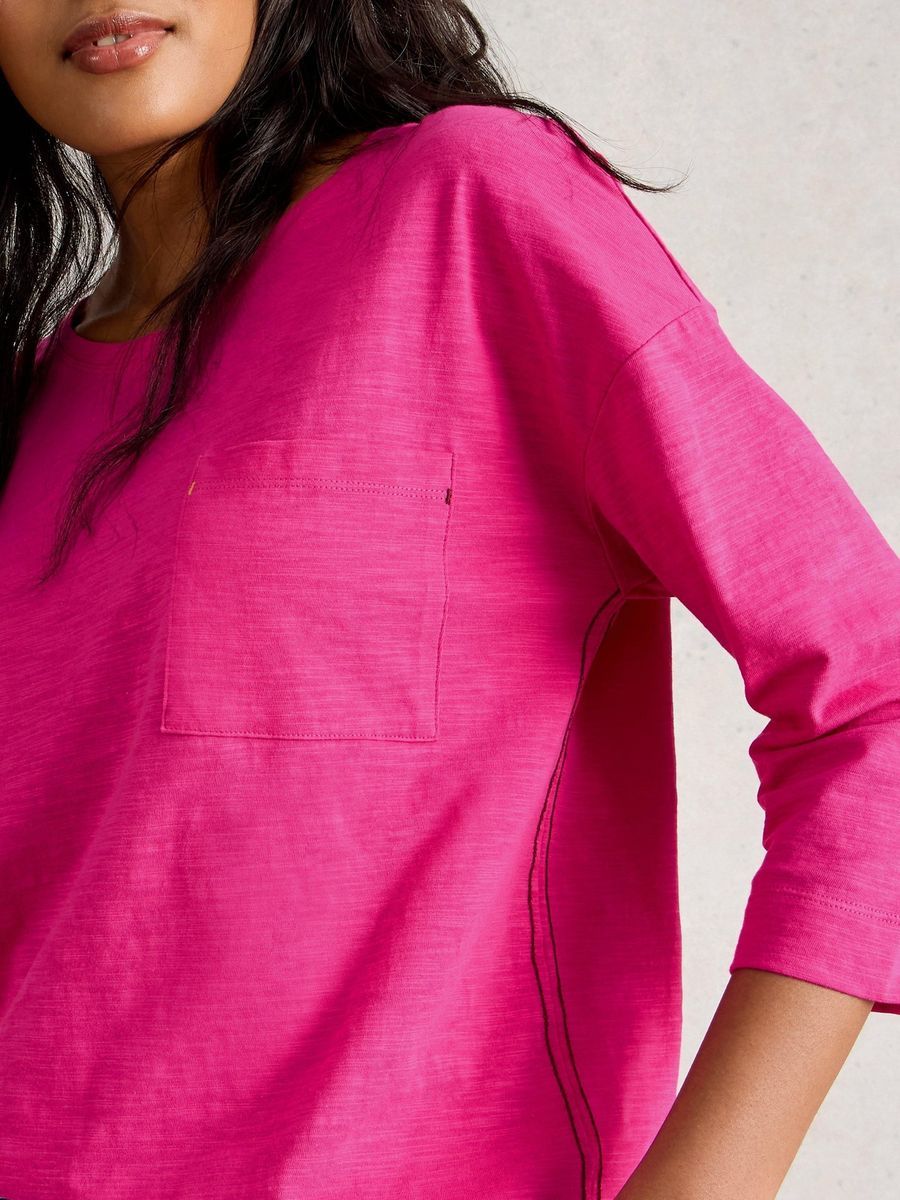 Lässiges Jersey-Top mit Tasche, lockere Passform