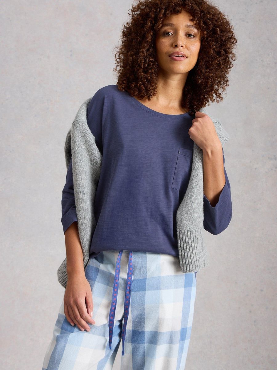 Lässiges Jersey-Top mit Tasche, lockere Passform