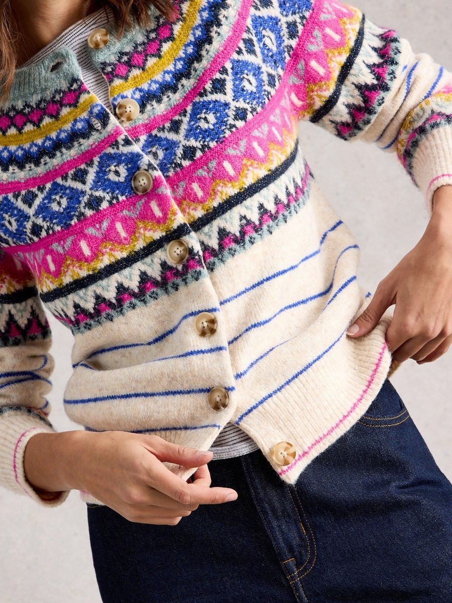 Strickjacke mit Fair Isle Muster