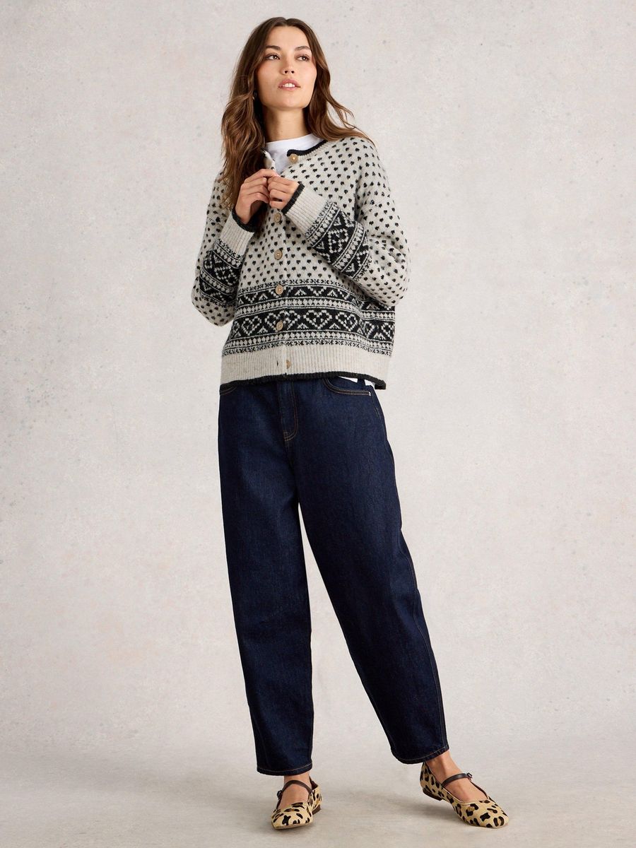 Strickjacke mit Fair Isle Herzmuster