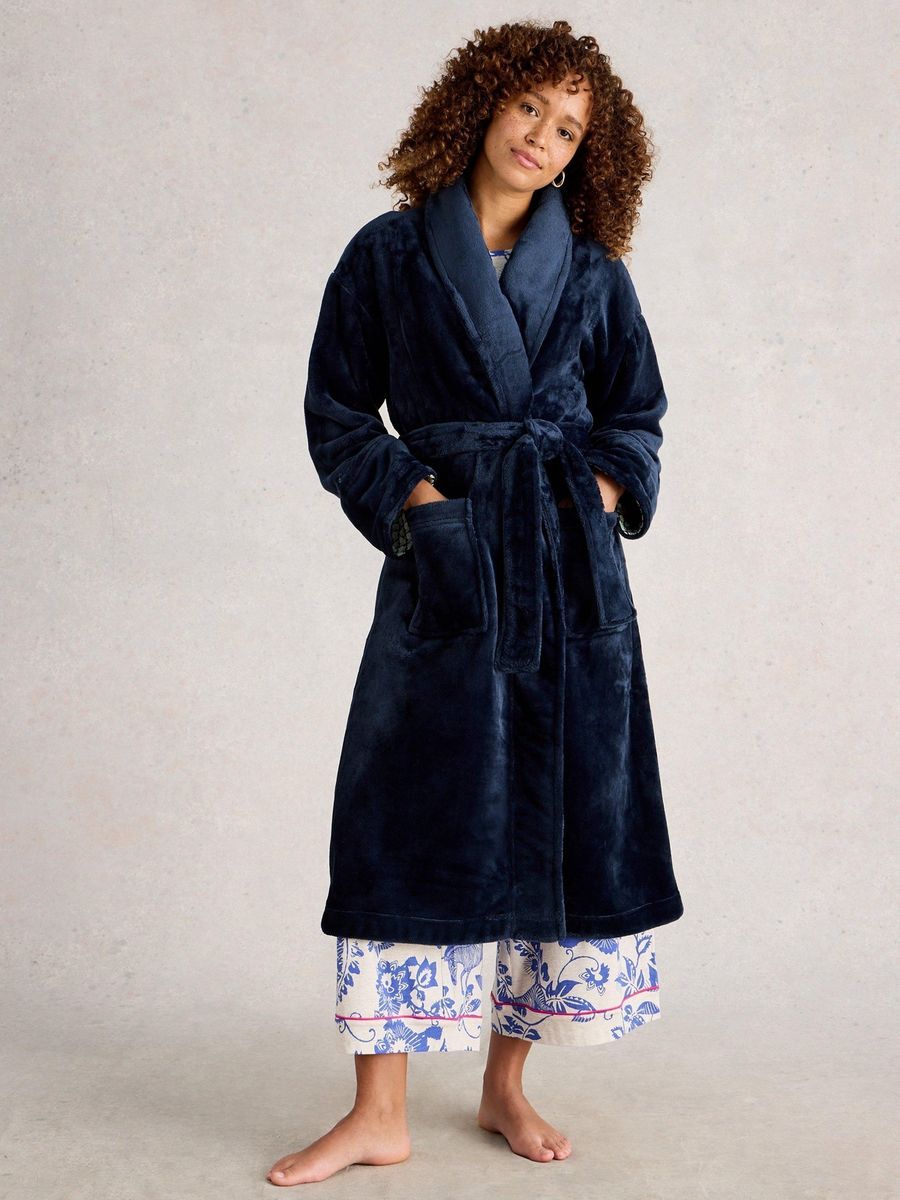 Flauschiger Fleece-Bademantel mit Taschen