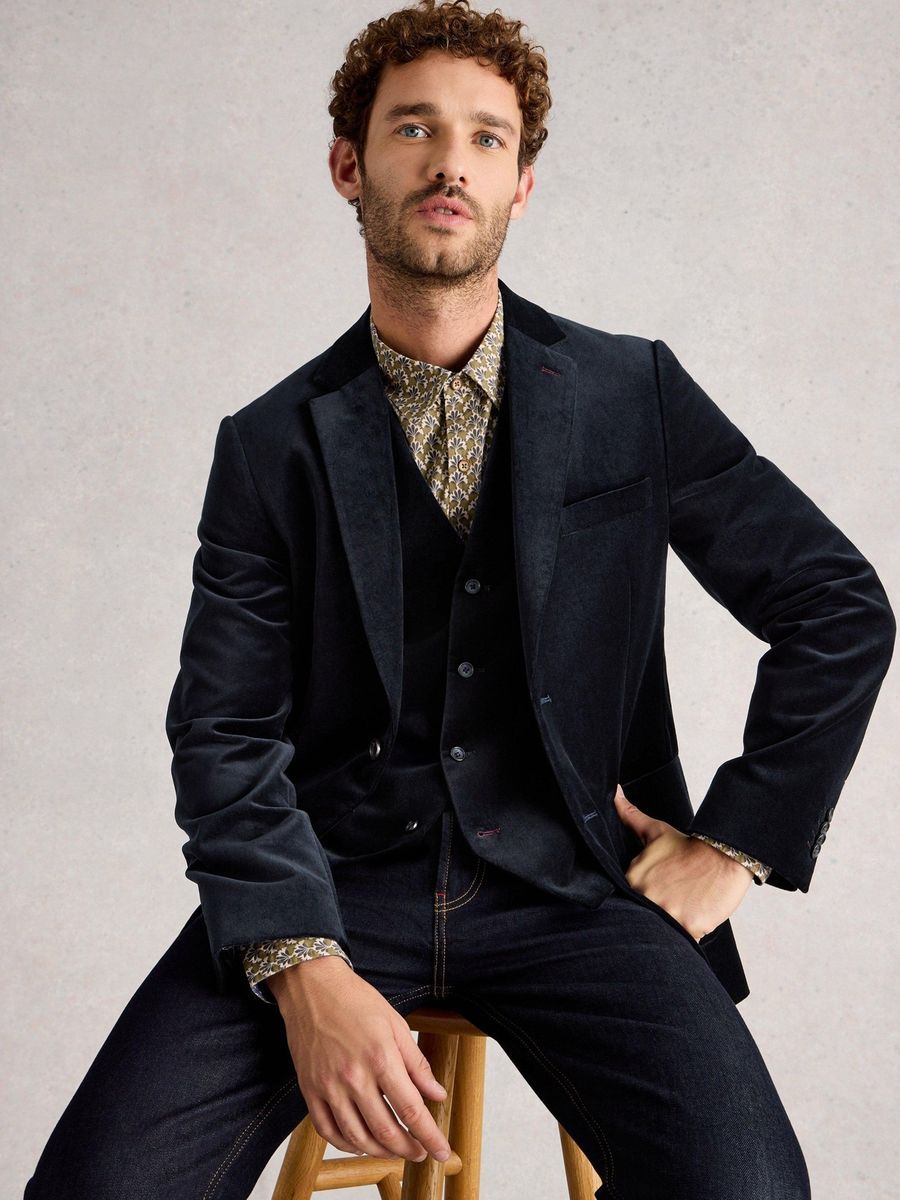 Klassischer Samt Einreiher Blazer
