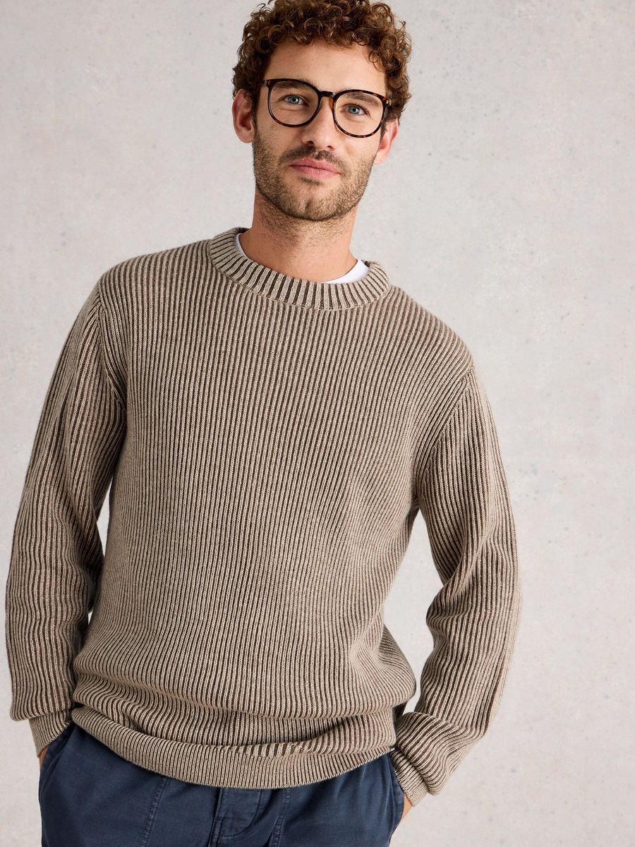 Rundhals-Pullover aus Rippstrick