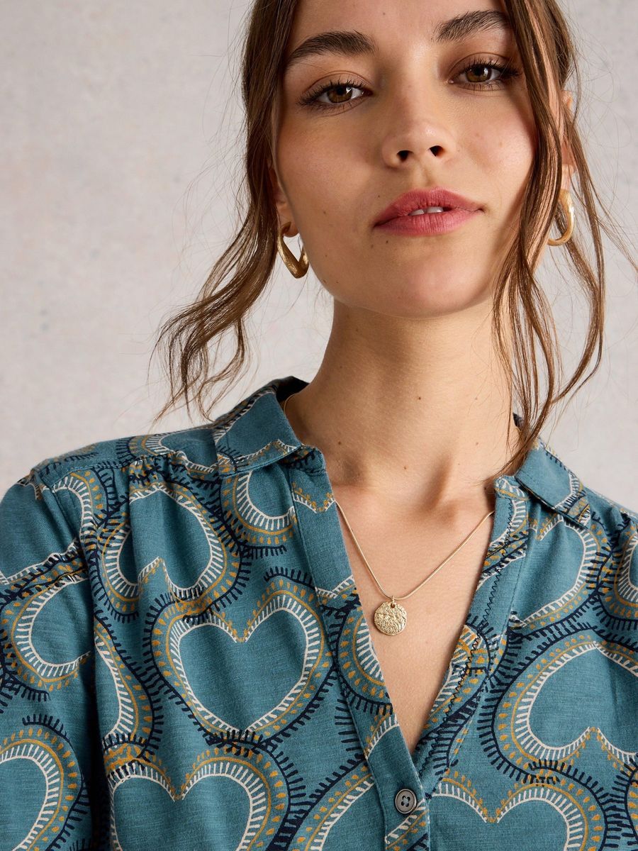 Jerseybluse Annie aus bedruckter Baumwolle
