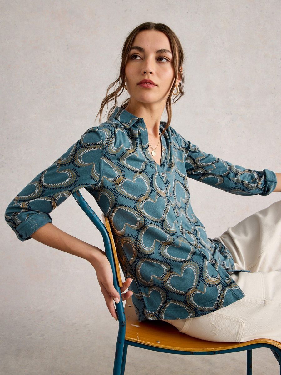 Jerseybluse Annie aus bedruckter Baumwolle
