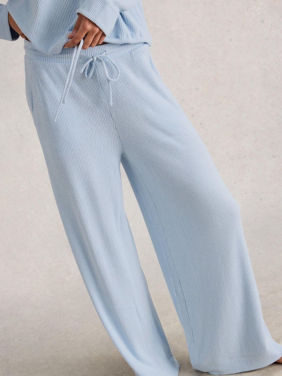 Gerippte Strick-Loungewear-Hose mit Kordelzug