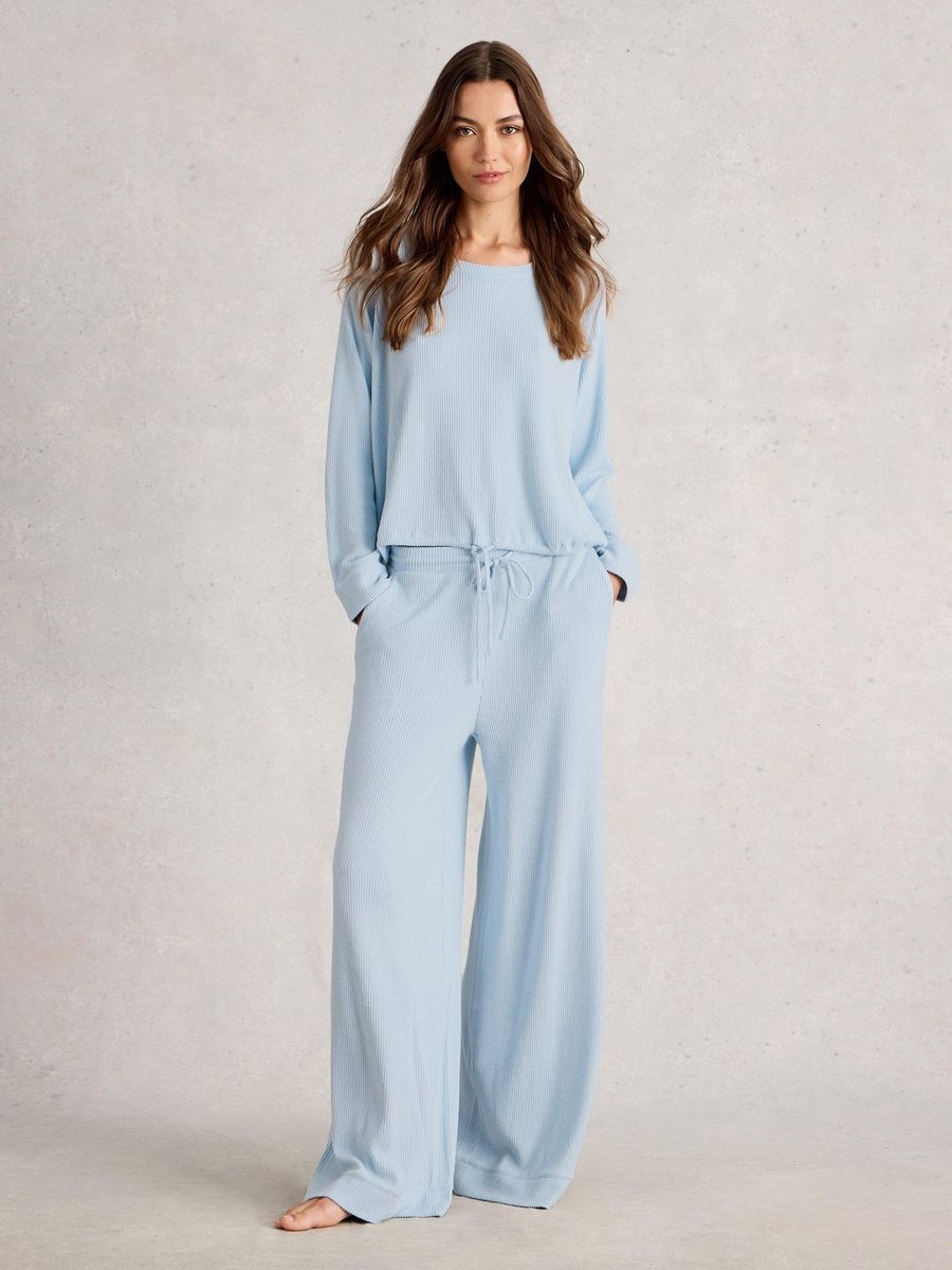 Gerippte Strick-Loungewear-Hose mit Kordelzug