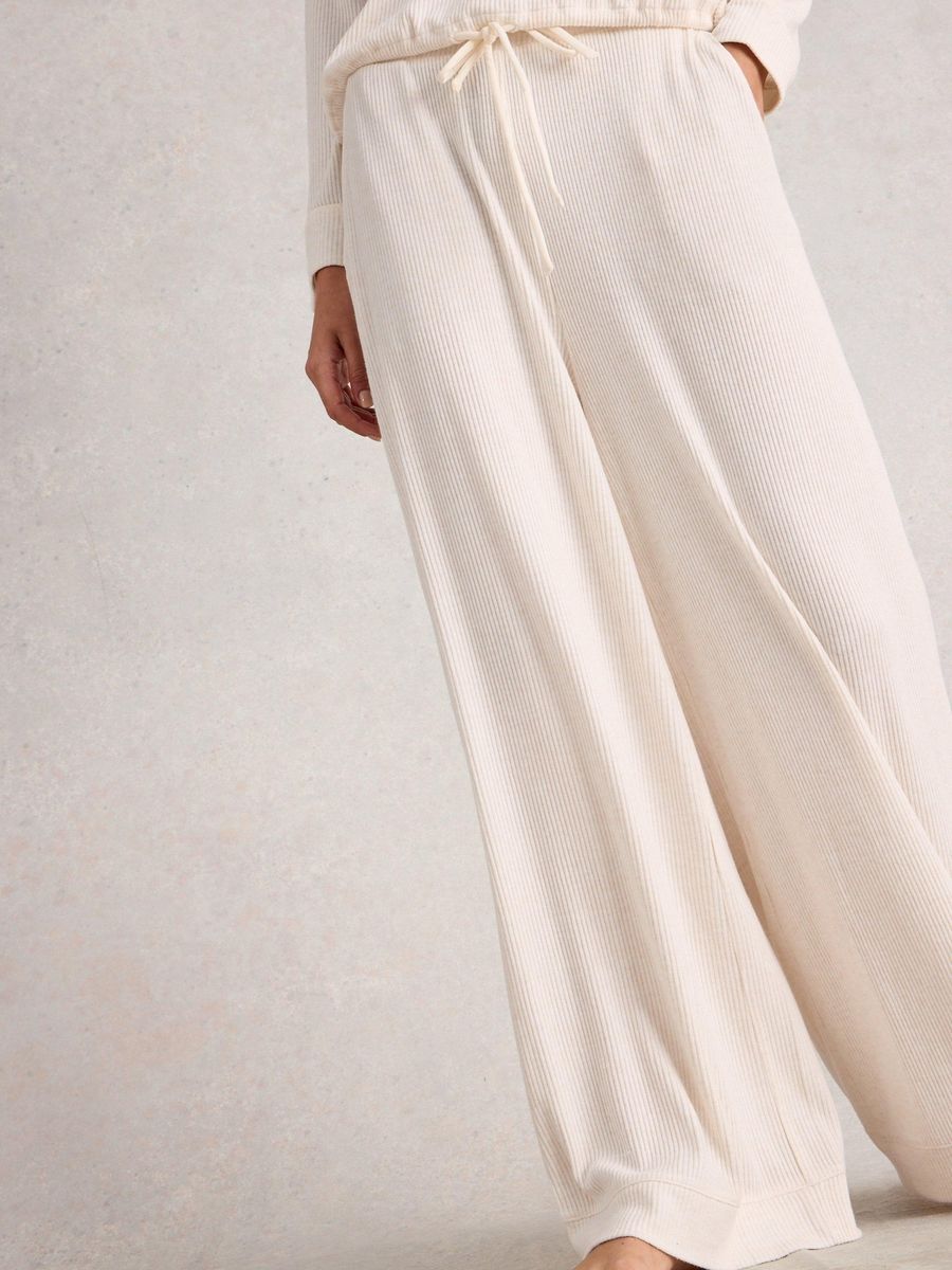Gerippte Strick-Loungewear-Hose mit Kordelzug