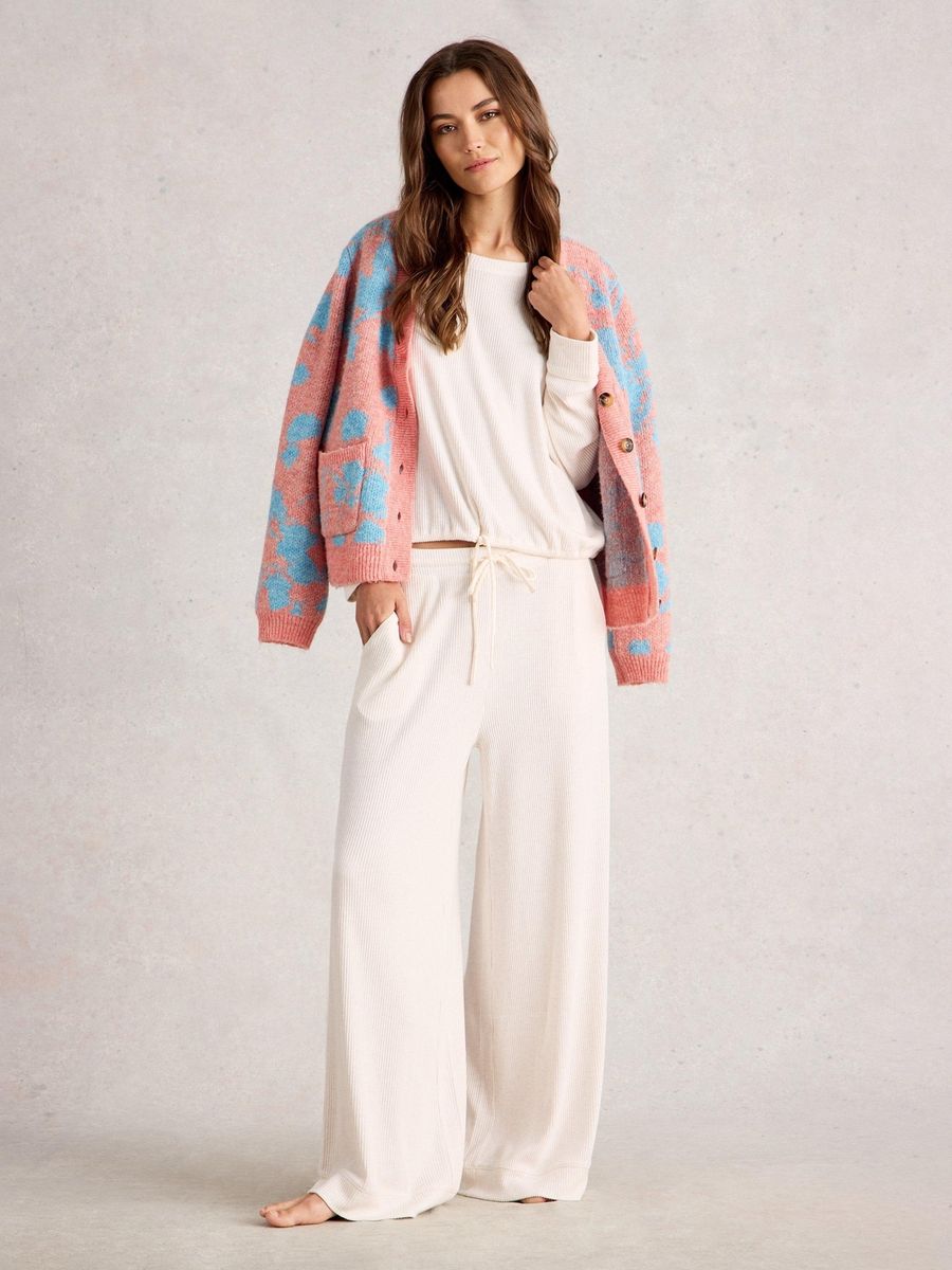 Gerippte Strick-Loungewear-Hose mit Kordelzug