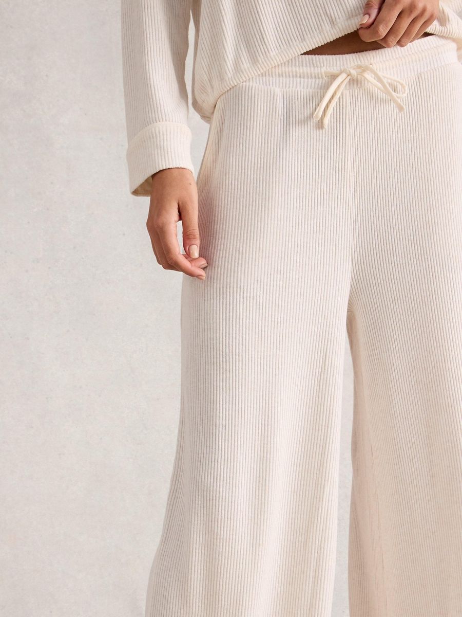 Gerippte Strick-Loungewear-Hose mit Kordelzug