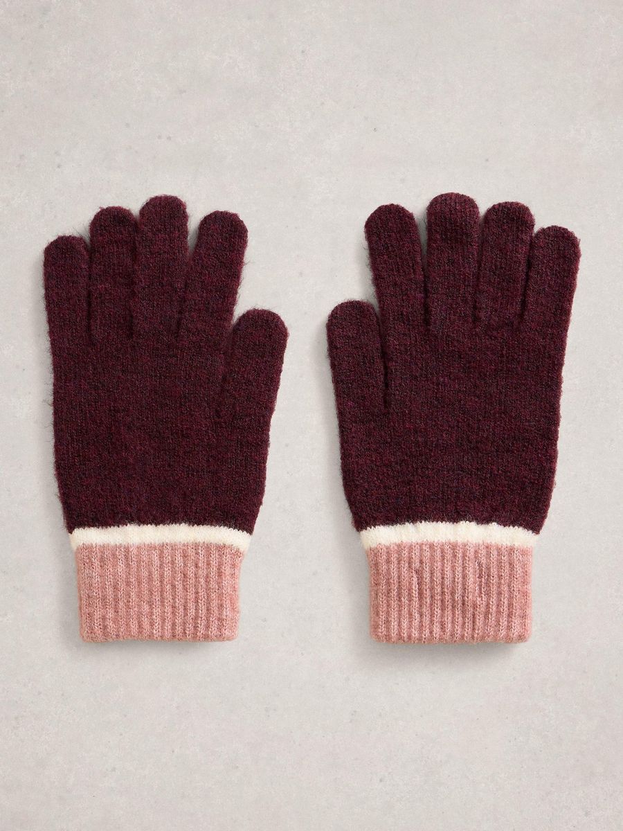 Burgunderfarbenes Mützen- und Handschuh-Set