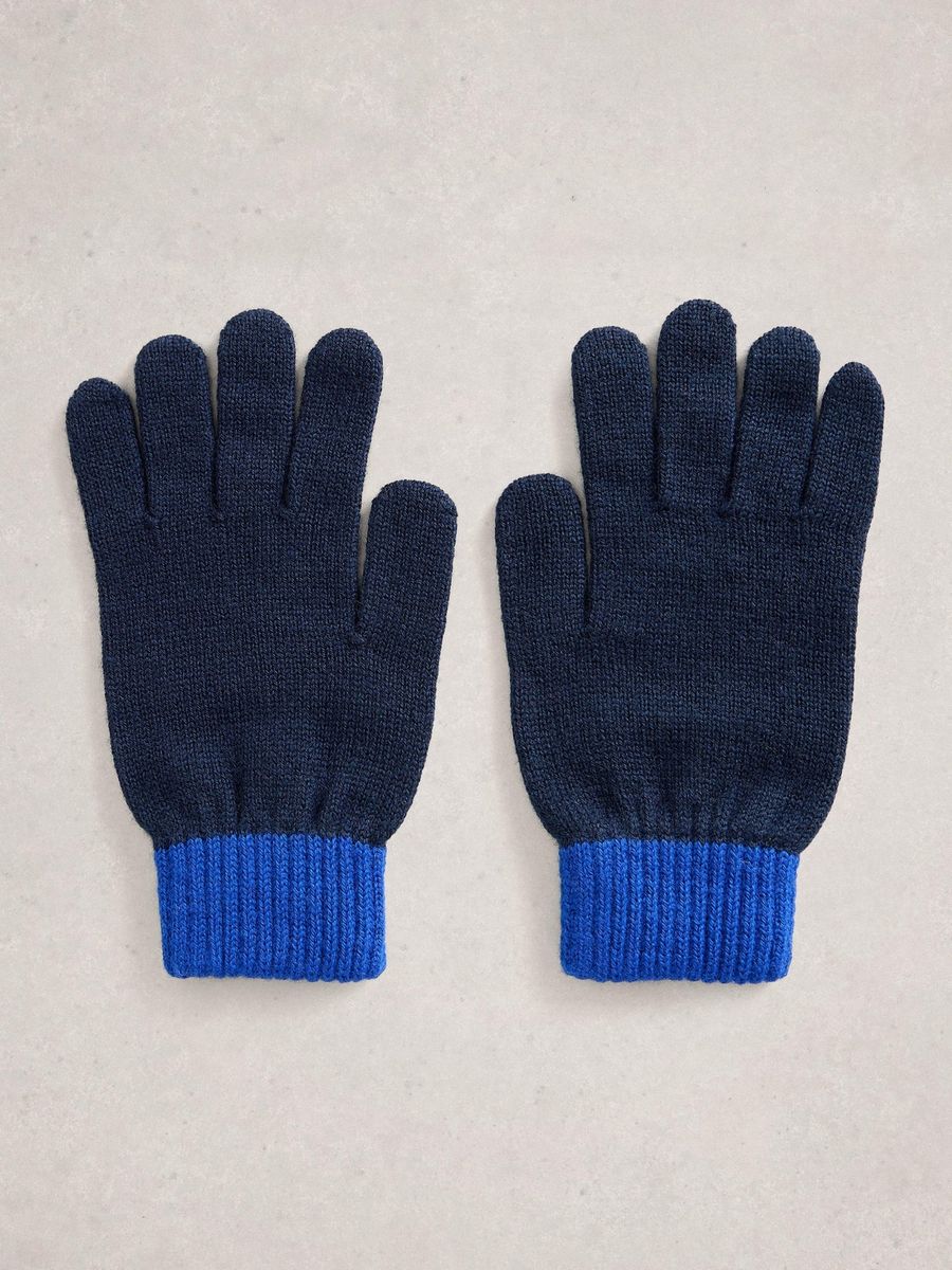 Zweifarbige Strickmütze und Handschuhe Set
