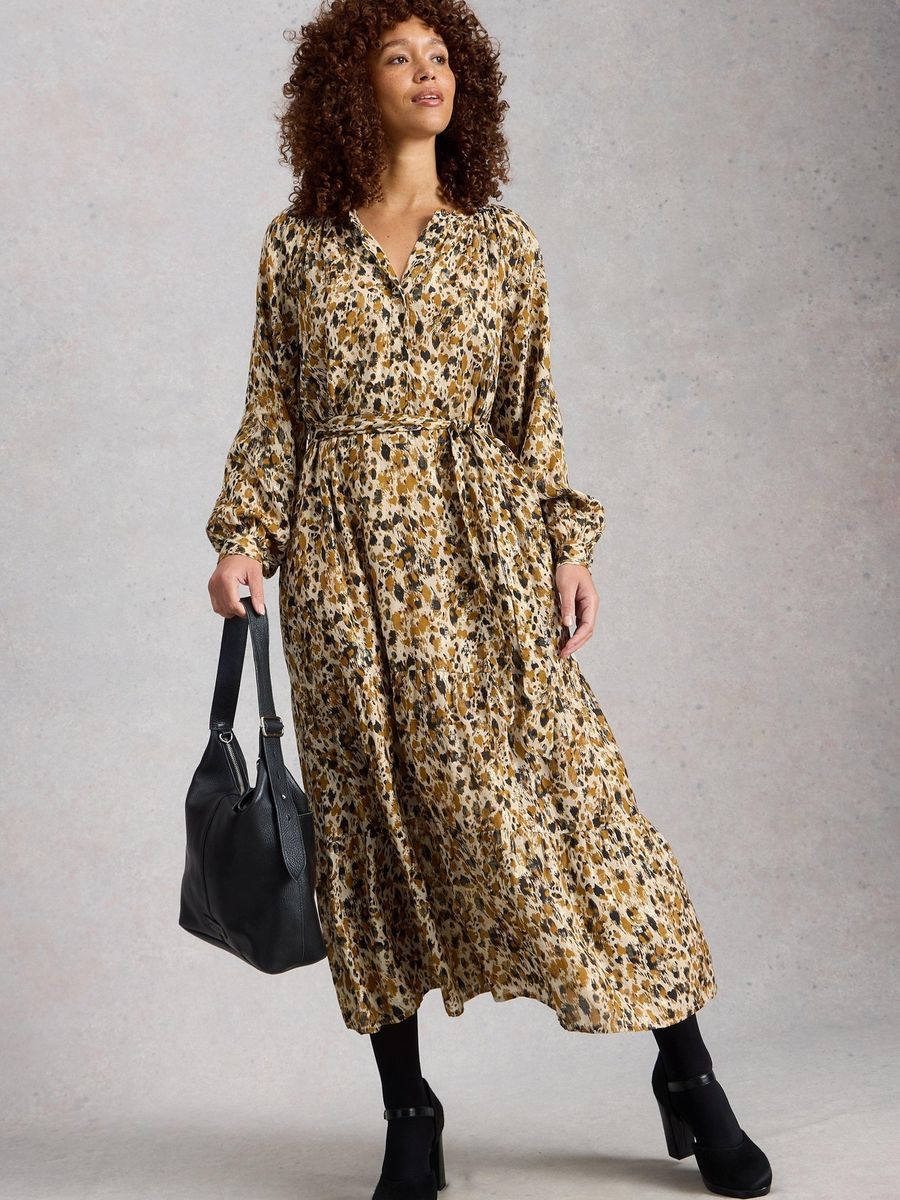Elegantes Maxikleid mit Metallic-Print