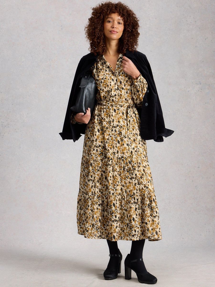Elegantes Maxikleid mit Metallic-Print