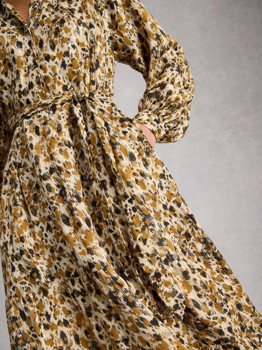 Elegantes Maxikleid mit Metallic-Print