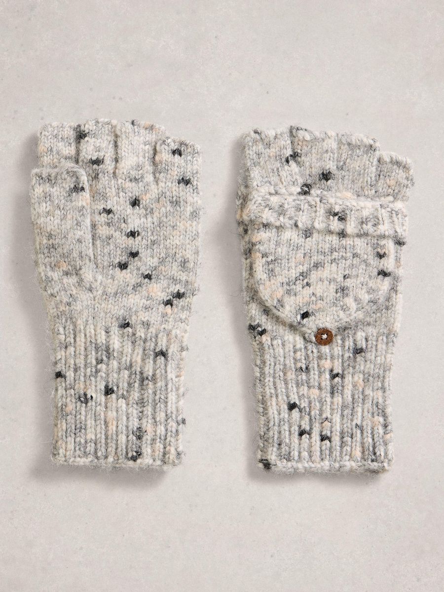 Konvertierbare Strick-Fingerhandschuhe mit Fäustlingklappe