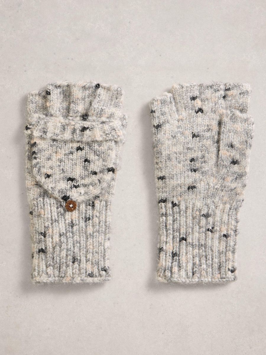 Konvertierbare Strick-Fingerhandschuhe mit Fäustlingklappe