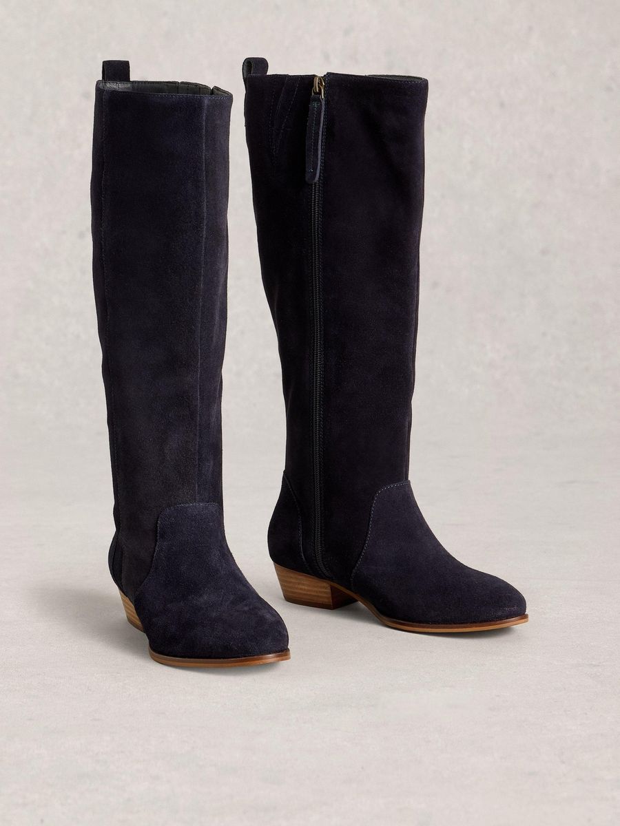 Wildleder Kniehohe Stiefel mit weiter Passform