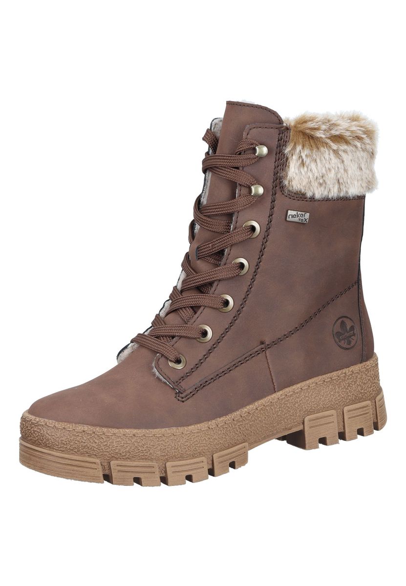 Brauner Schnürstiefel mit Fellstulpe