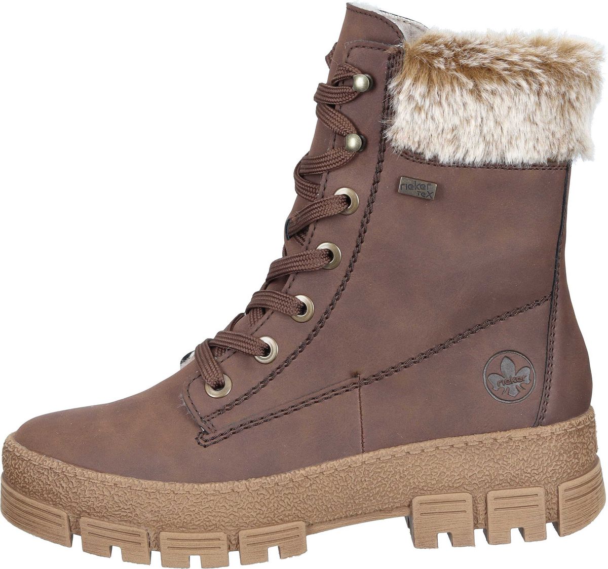 Brauner Schnürstiefel mit Fellstulpe
