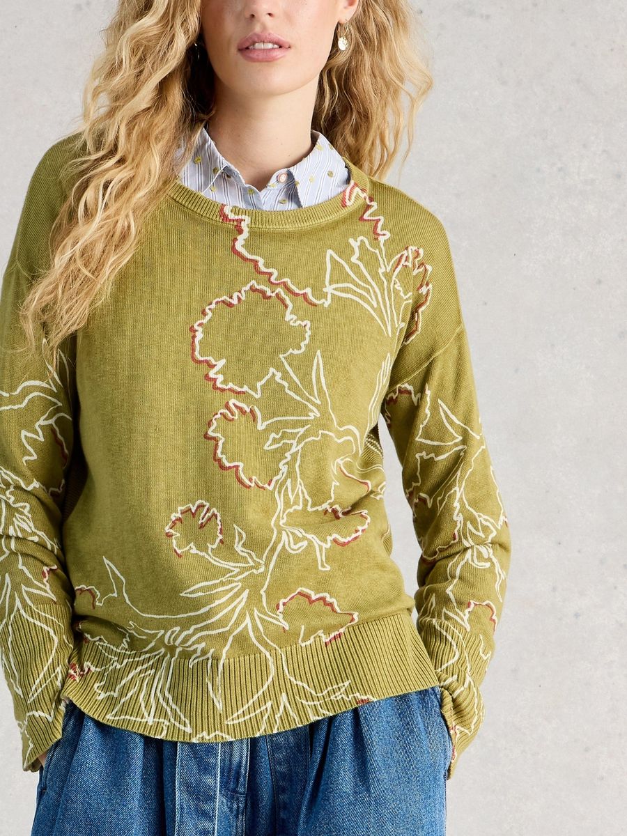 Pullover mit Grafikprint aus Baumwollmischung