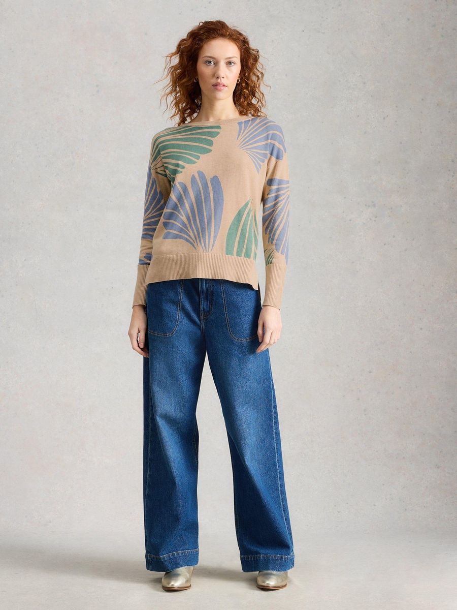 Pullover mit Grafikprint aus Baumwollmischung